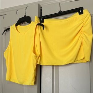 Shein Yellow Sleeveless Top and Skirt Set